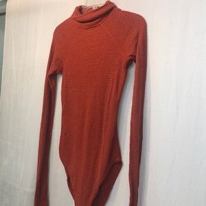 Free people waffle turtle neck bodysuit